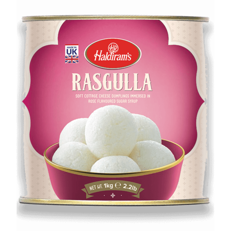 Haldiram's Rasgulla (Soft cottage cheese dumplings in rose sugar syrup) 1kg